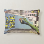 ヴィンテージ旅行、有名なニューヨーク市ランドマーク アクセントクッション (裏面)