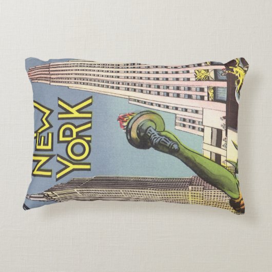 ヴィンテージ旅行、有名なニューヨーク市ランドマーク アクセントクッション (裏面)