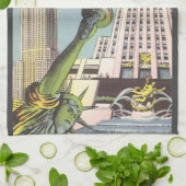 ヴィンテージ旅行、有名なニューヨーク市ランドマーク キッチンタオル (折り畳み)