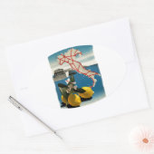 ヴィンテージ旅行 楕円形シール (封筒)