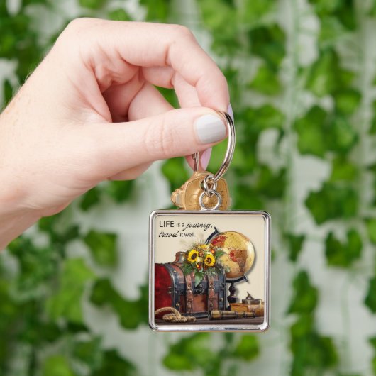 ヴィンテージ旅行 |生命は旅キーチェーン キーホルダー (手)