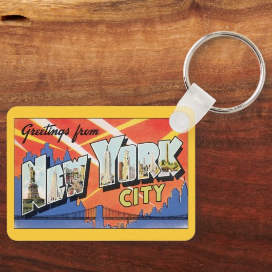 ヴィンテージ旅行NYC、ニューヨーク市からの挨拶 キーホルダー (正面)