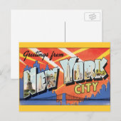 ヴィンテージ旅行NYC、ニューヨーク市からの挨拶 ポストカード (正面/裏面)