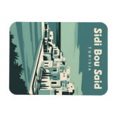 ヴィンテージ旅行Sidi Bouはチュニジアのレトロな景勝地を述べた マグネット (横)