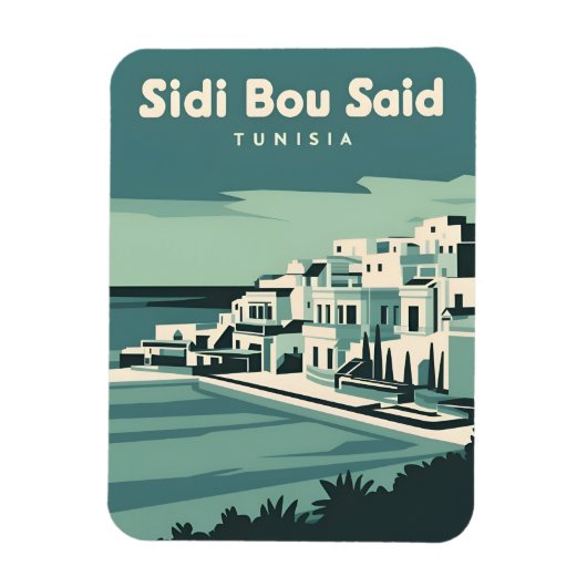 ヴィンテージ旅行Sidi Bouはチュニジアのレトロな景勝地を述べた マグネット (縦)