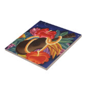 ヴィンテージ旅行Ukeleleのハイビスカスのハワイ夜タイル タイル (側面)