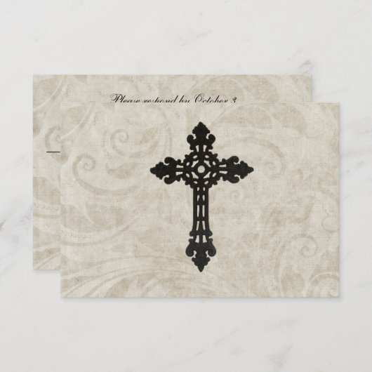 ヴィンテージ旋回カトリッククロスRSVPエントリーチョイス 出欠カード (正面/裏面)