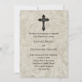 ヴィンテージ旋回カトリック十字結婚式招待状 招待状 (正面)
