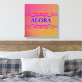 ヴィンテージ旋回縁どネオンピンクと黄色のグラデーション キャンバスプリント (インサイチュ (寝室))