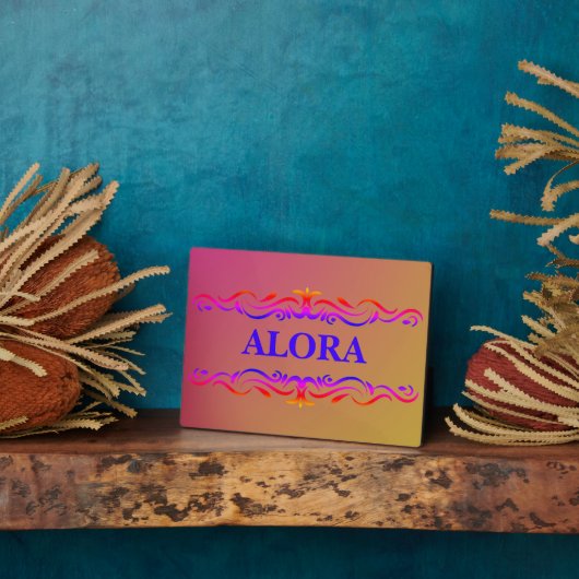 ヴィンテージ旋回縁どネオンピンクと黄色のグラデーション フォトプラーク (側面)