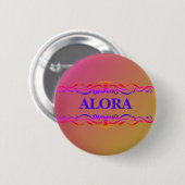 ヴィンテージ旋回縁どネオンピンクと黄色のグラデーション 缶バッジ (正面&裏面)