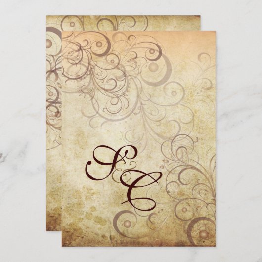 ヴィンテージ旋回/パフェイクルチメント結婚式招待状 招待状 (正面/裏面)