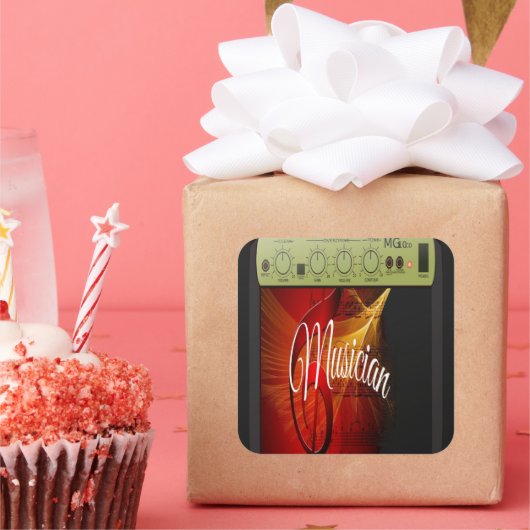 ヴィンテージ日が差すことギタープレーヤー スクエアシール (パーティー)