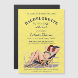 ヴィンテージ日が差すことバチェロレッテのピンアップパーティー マグネット招待状