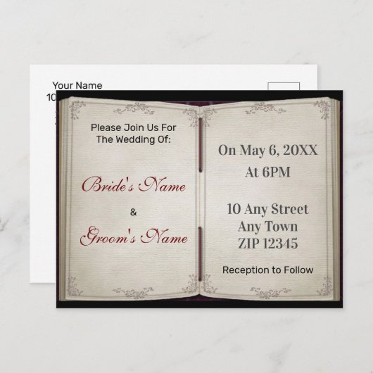 ヴィンテージ日ビクトリアン誌スクラップブ結婚ックズ インビテーションポストカード (正面/裏面)