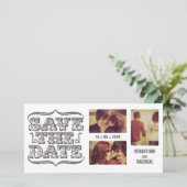 ヴィンテージ日付の保存タイポグラフィフォトカード セーブザデート (スタンド正面)