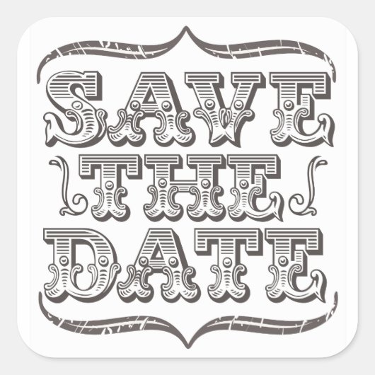 ヴィンテージ日付の保存タイポグラフィホワイトシール スクエアシール (正面)