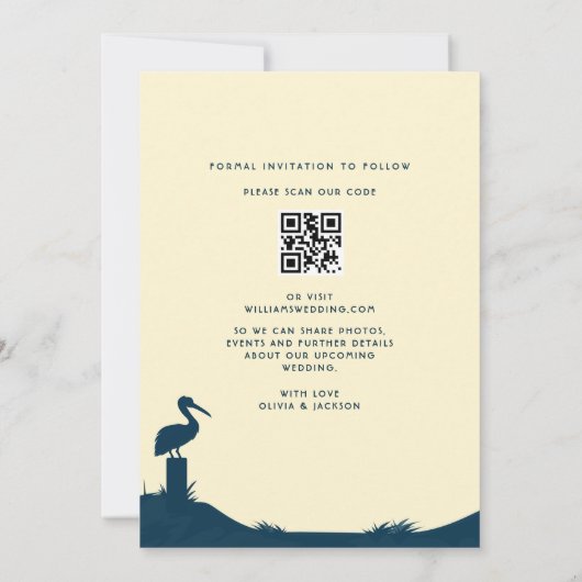 ヴィンテージ日付の保存ビーチ先結婚式 招待状 (裏面)