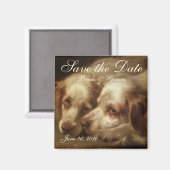 ヴィンテージ日付を保存！かわいい子犬たち|過去記事 マグネット (正面/裏面)