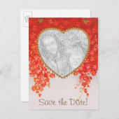 ヴィンテージ日付、ハート、花を保存 案内ポストカード (正面/裏面)