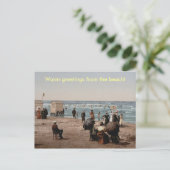 ヴィンテージ日光浴ビーチ ポストカード (スタンド正面)