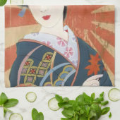 ヴィンテージ日曜日は日本のな芸者のレトロを放射します キッチンタオル (折り畳み)