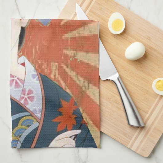 ヴィンテージ日曜日は日本のな芸者のレトロを放射します キッチンタオル (四つ折り)