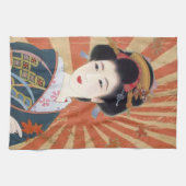 ヴィンテージ日曜日は日本のな芸者のレトロを放射します キッチンタオル (横)