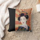 ヴィンテージ日曜日は日本のな芸者のレトロを放射します クッション (ブランケット)