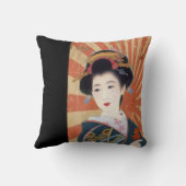 ヴィンテージ日曜日は日本のな芸者のレトロを放射します クッション (裏面)