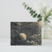 ヴィンテージ日月日月夜空雲 ポストカード (スタンド正面)