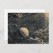 ヴィンテージ日月日月夜空雲 ポストカード (正面/裏面)