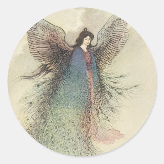 ヴィンテージ日本のおとぎ話、月の乙女 ラウンドシール (正面)