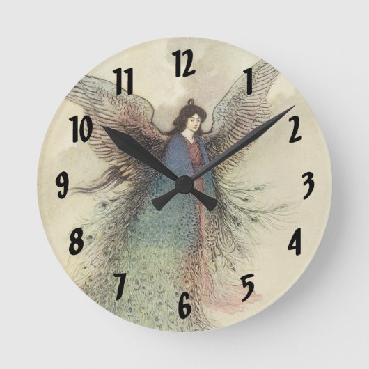 ヴィンテージ日本のおとぎ話、月の乙女 ラウンド壁時計 (正面)