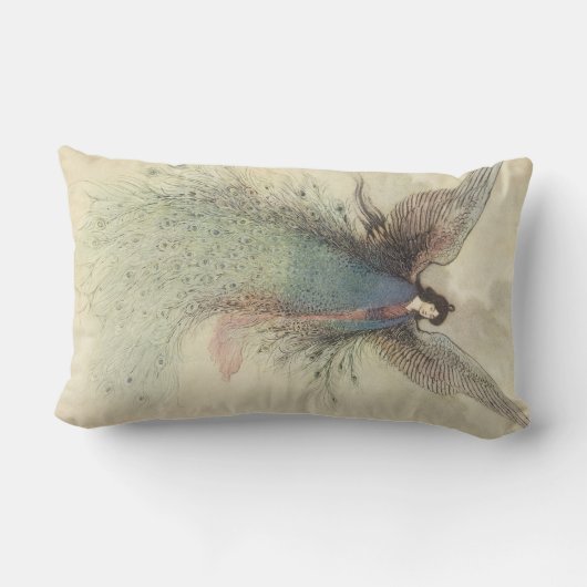 ヴィンテージ日本のおとぎ話、月の乙女 ランバークッション (裏面)