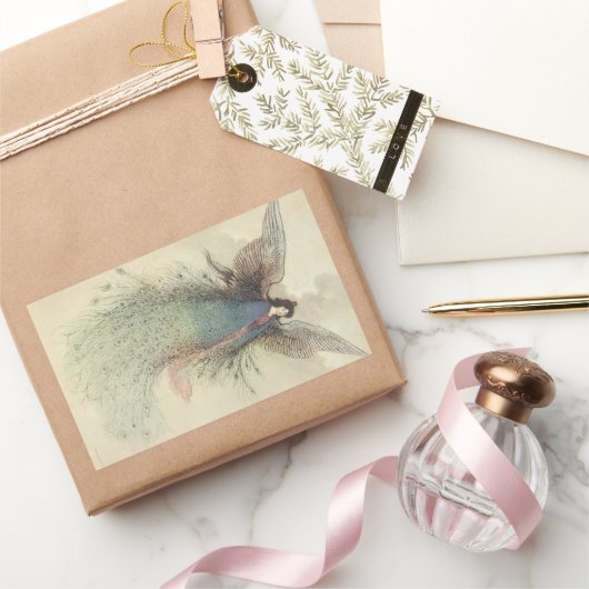 ヴィンテージ日本のおとぎ話、月の乙女 長方形シール (ギフト)