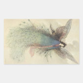 ヴィンテージ日本のおとぎ話、月の乙女 長方形シール (正面)