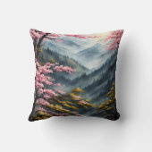 ヴィンテージ日本のさくらんぼブロッサムフォレストウォーターの色 クッション (裏面)