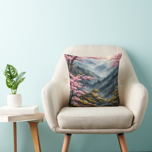 ヴィンテージ日本のさくらんぼブロッサムフォレストウォーターの色 クッション (椅子)