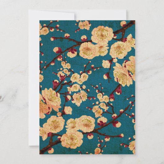 ヴィンテージ日本のさくらんぼブロッサム結婚式招待状 招待状 (裏面)