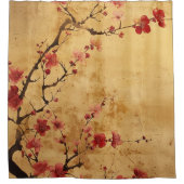 ヴィンテージ日本のさくらんぼ シャワーカーテン (正面)