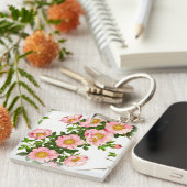 ヴィンテージ日本のさくらんぼ、ピンク、金ゴールド キーホルダー (正面右)