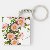 ヴィンテージ日本のさくらんぼ、ピンク、金ゴールド キーホルダー (裏面)