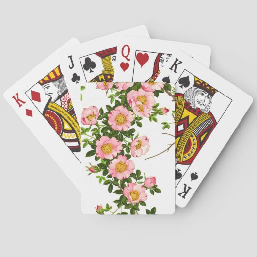 ヴィンテージ日本のさくらんぼ、ピンク、金ゴールド トランプ (裏面)