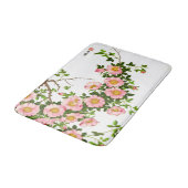 ヴィンテージ日本のさくらんぼ、ピンク、金ゴールド バスマット (アングル)