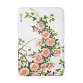 ヴィンテージ日本のさくらんぼ、ピンク、金ゴールド バスマット (正面縦)