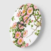 ヴィンテージ日本のさくらんぼ、ピンク、金ゴールド ラージ壁時計 (傾斜)