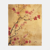 ヴィンテージ日本のさくらんぼ フリースブランケット (正面)