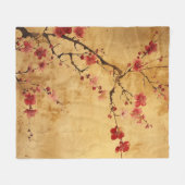 ヴィンテージ日本のさくらんぼ フリースブランケット (正面(横))