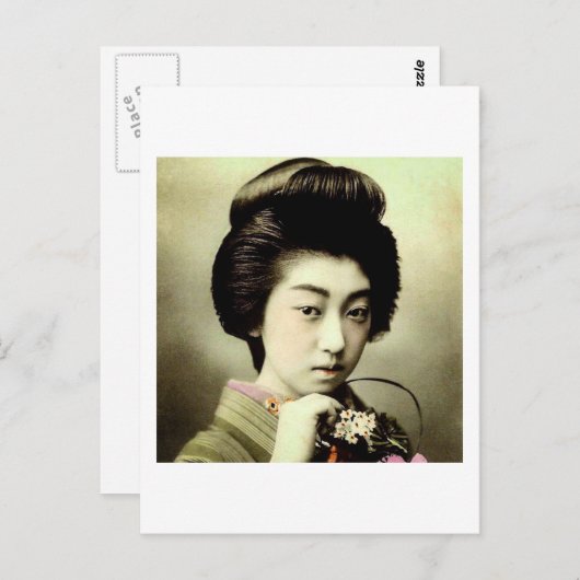 ヴィンテージ日本のでポーズをとる美しい芸者 ポストカード (正面/裏面)
